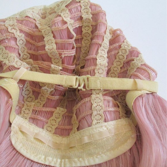 Synthetic Hair Women Light Pink Wig Lace Undercap Soft Beachy Waves main image 10